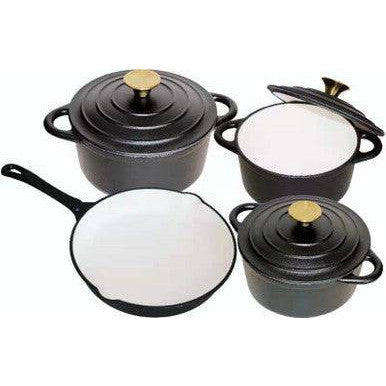 Premium 7 Piece Enamel Cast Iron Cookware Set for All Heat Sources