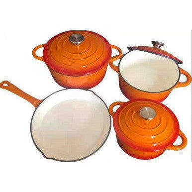Premium 7 Piece Enamel Cast Iron Cookware Set for All Heat Sources