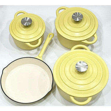 Premium 7 Piece Enamel Cast Iron Cookware Set for All Heat Sources