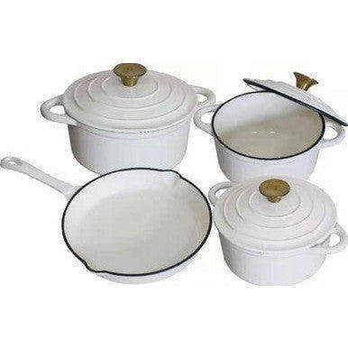 Premium 7 Piece Enamel Cast Iron Cookware Set for All Heat Sources