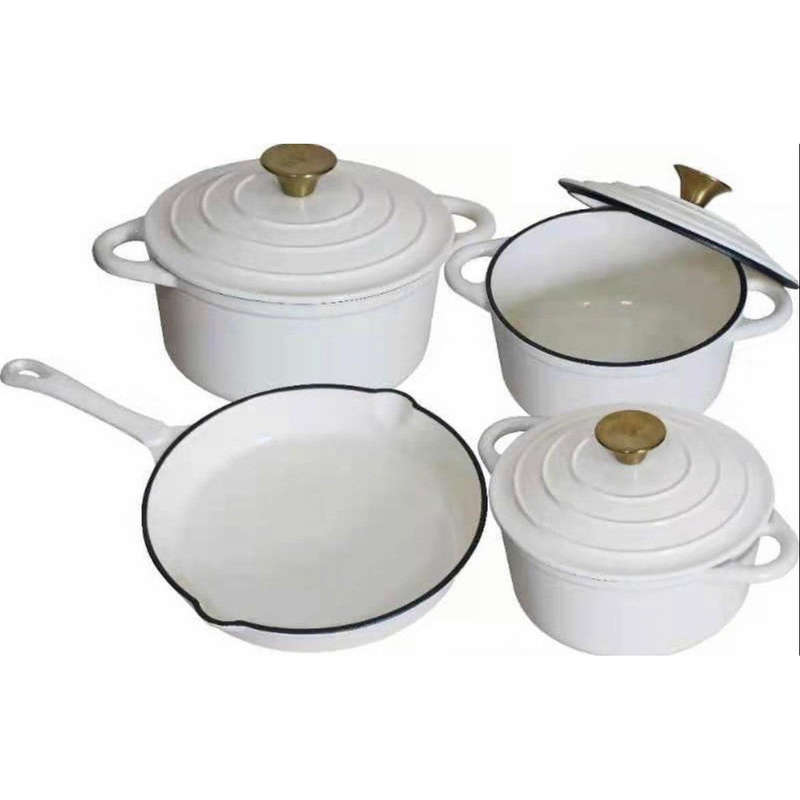 Premium 7 Piece Enamel Cast Iron Cookware Set for All Heat Sources