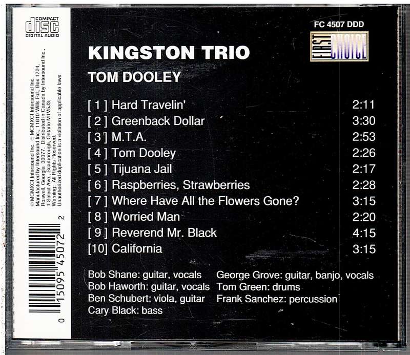 Kingston Trio - Tom Dooley and Other Hits CD