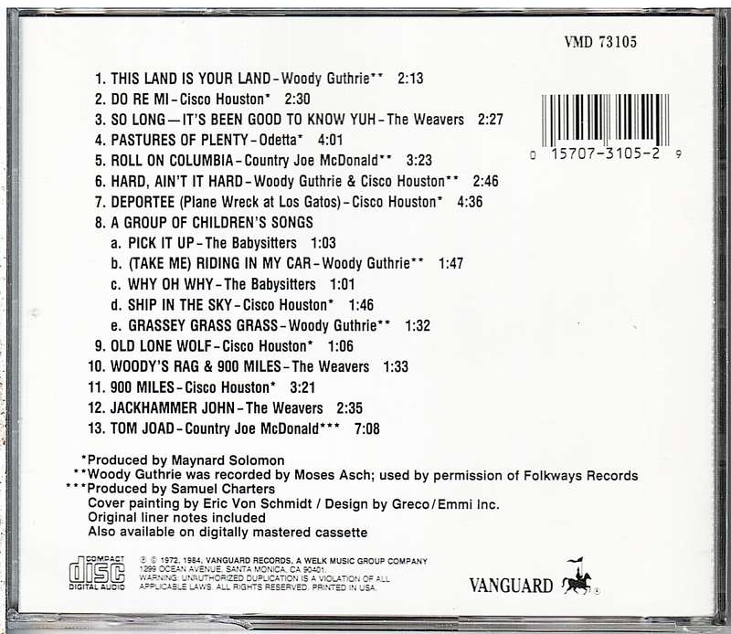 Woody Guthrie - The Greatest Songs Of Woody Guthrie, Vol. 1 CD [US IMPORT]