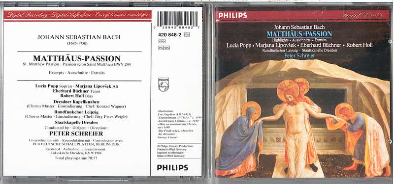 JS Bach: Matthäus-Passion Highlights - Rundfunkchor Leipzig, Staatskapelle Dresden CD