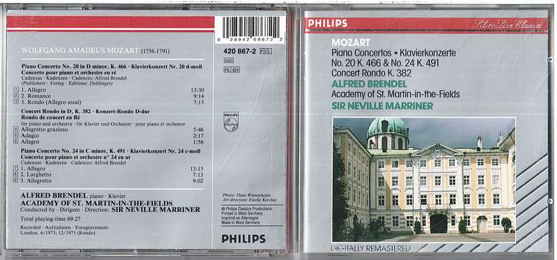 Mozart: Piano Concertos No. 20 K. 466 & No. 24 K. 491 Concerto Rondo K. 382 - Alfred Brendel, Academ