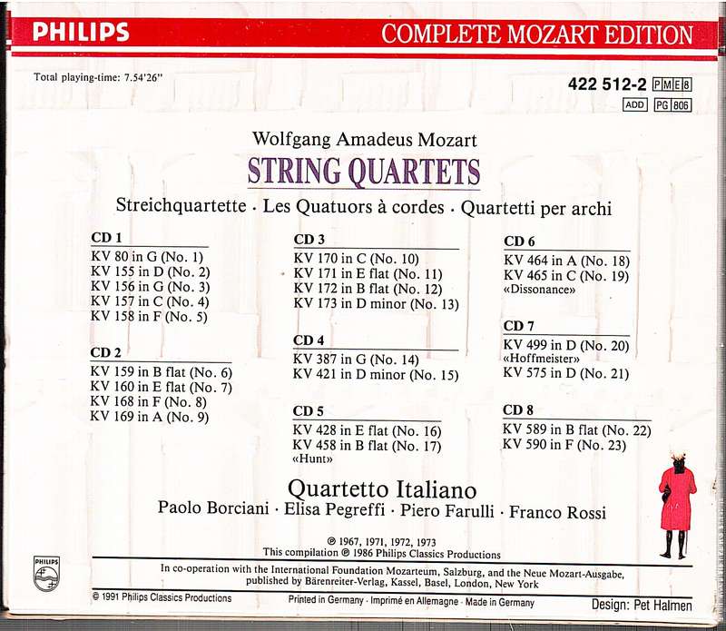 Mozart: String Quartets 8 CD set in Cardboard Slipcase [Complete Mozart Edition Vol 12]