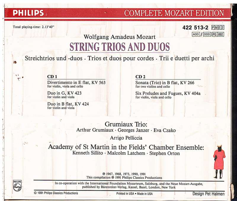 Mozart: Strings Trios and Duos 2 CD set - Grumiaux Trio et al [Complete Mozart Edition Vol 13]