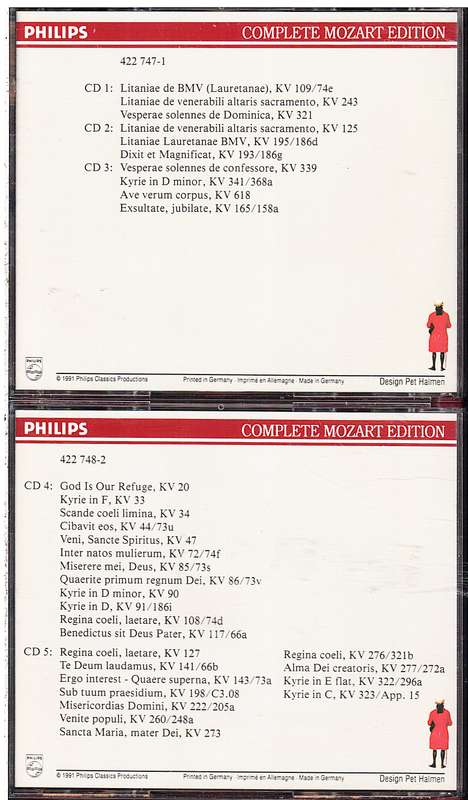 Mozart: Litanies Vespers 5 CD set - Herbert Kegel, Sir Colin Davis [Complete Mozart Edition Vol 20]