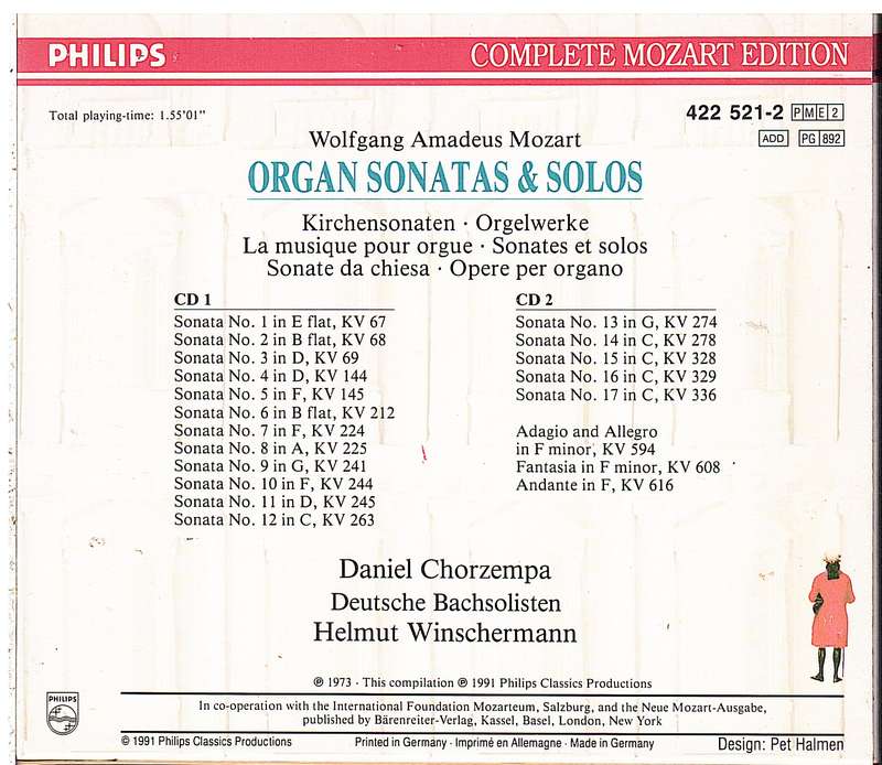 Mozart: Organ Sonatas & Solos 2 CD set - Daniel Chorzempa et al [Complete Mozart Edition Vol 21]