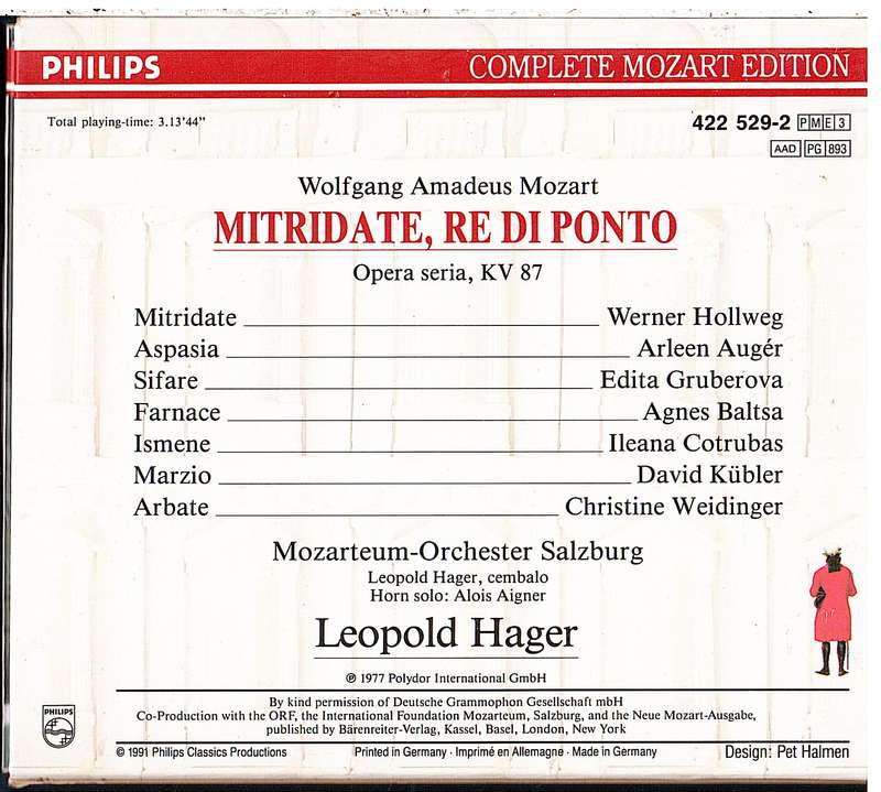 Mozart: Mitridate 3 CD set in Cardboard Slipcase - Leopold Hager [Complete Mozart Edition Vol 29]