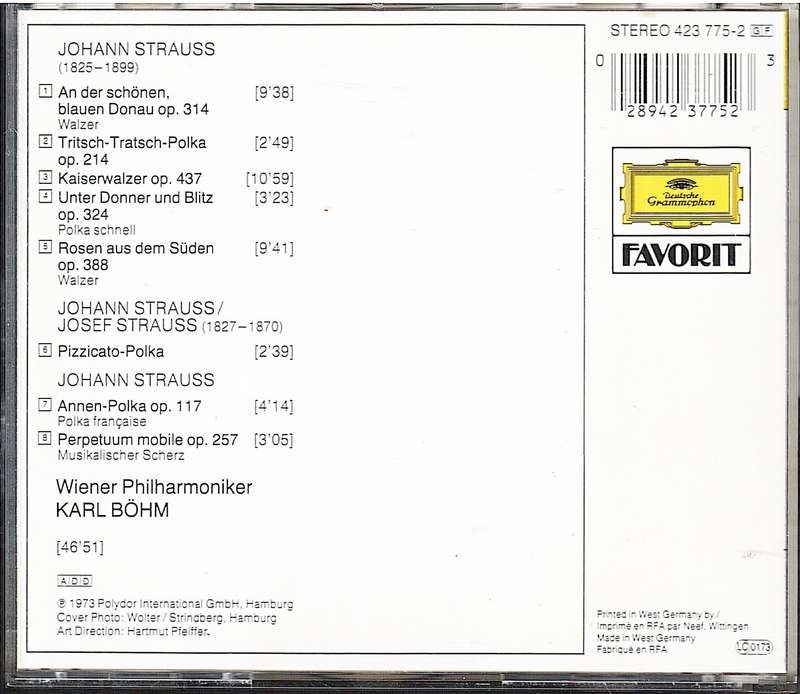 Johann Strauss/Josef Strauss: Kaiserwalzer/Perpetuum Mobile - Wiener Philharmoniker, Karl Bohm CD