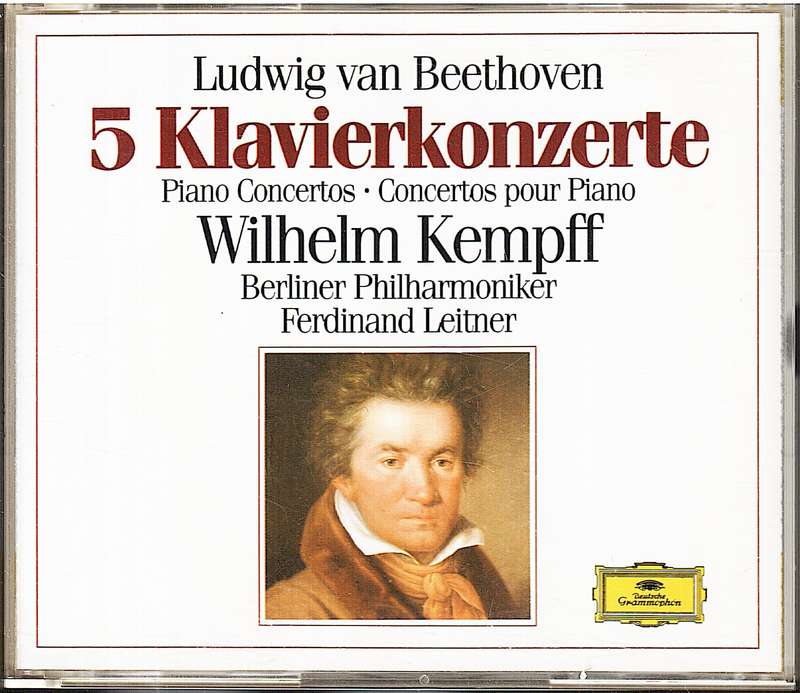 Beethoven: 5 Piano Concertos 3 CD Set - Wilhelm Kempff (Piano)/Berliner Philharmoniker/Leitner