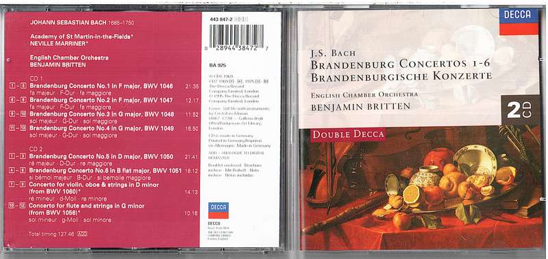JS Bach: Brandenburg Concertos 16 - English Chamber Orchestra, Benjamin Britten 2 CD Set