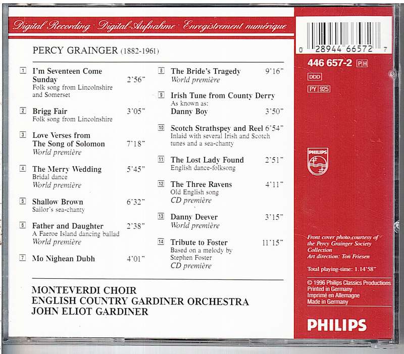 Danny Boy (Songs & Dancing Ballads of Percy Grainger) - Monteverdi Choir, John Eliot Gardiner CD