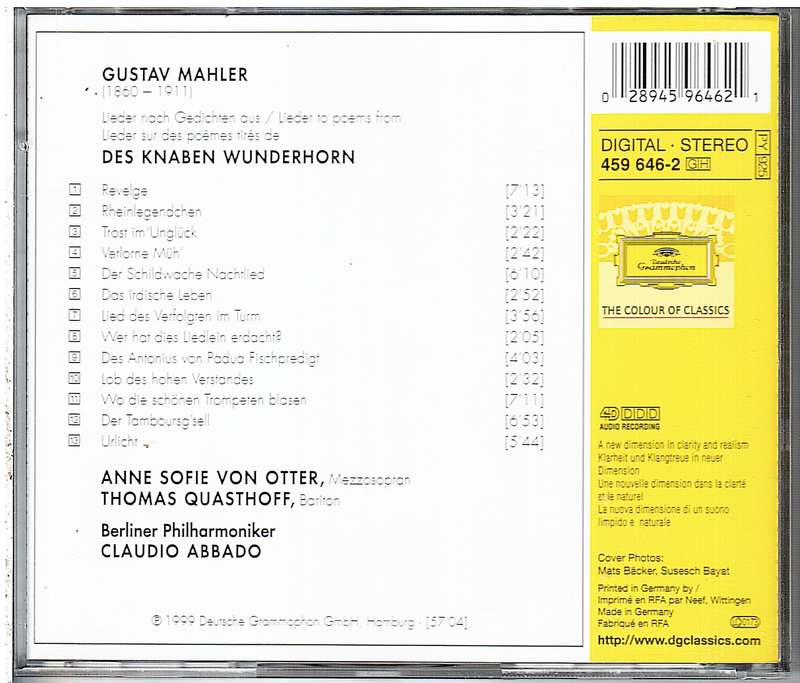 Mahler: Des Knaben Wunderhorn - Anne Sofie von Otter/Thomas Quasthoff, Berliner Philharmoniker CD