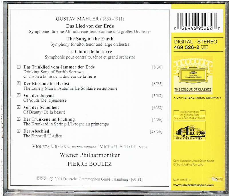 Mahler: Das Lied von der Erde - Violeta Urmana, Michael Schade, Vienna Philharomonic , Pierre Boulez