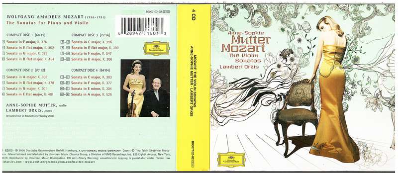 Mozart: The Violin Sonatas 4 CD Set - Anne-Sophie Mutter (violin), Lambert Orkis (Piano)