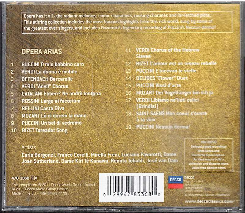 Opera Arias - Luciano Pavarotti, Joan Sutherland, Renata Tebaldi CD