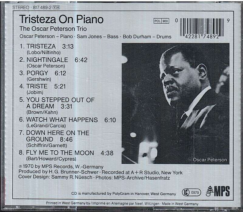 The Oscar Peterson Trio - Tristeza on Piano CD [GERMAN RELEASE]