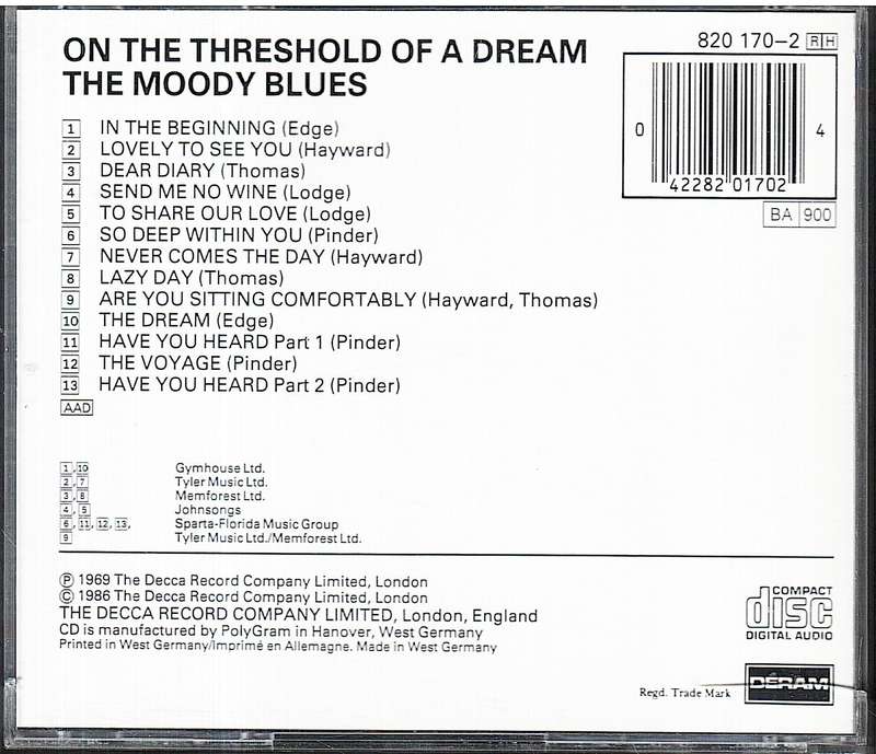 The Moody Blues - On the Threshold of a Dream CD