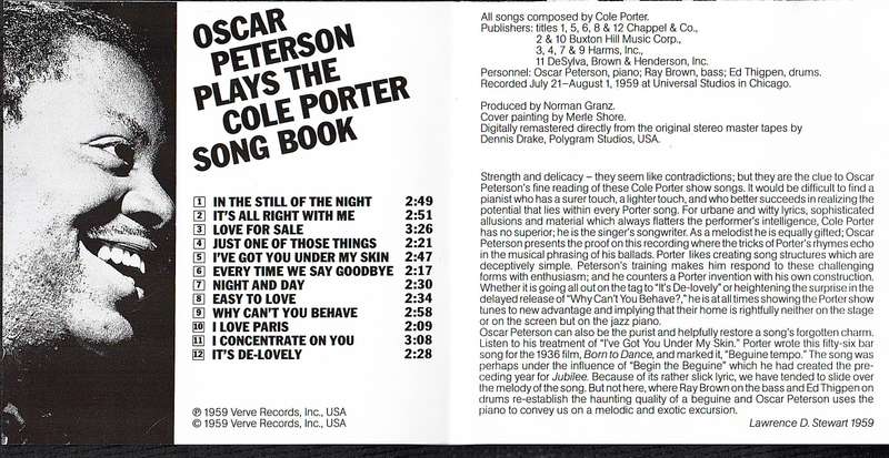 Oscar Peterson - ...Plays the Cole Porter Songbook CD