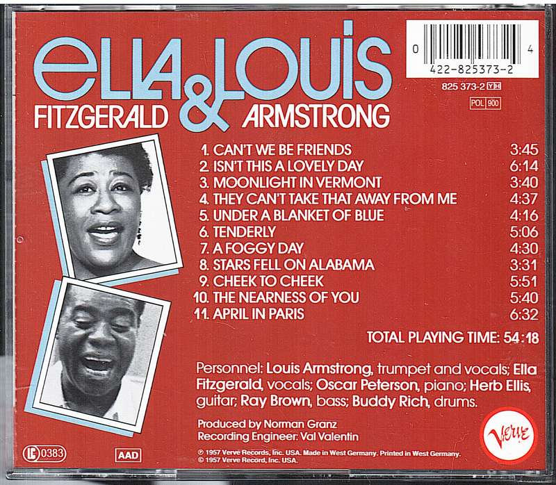 Ella Fitzgerald & Louis Armstrong - Ella and Louis CD