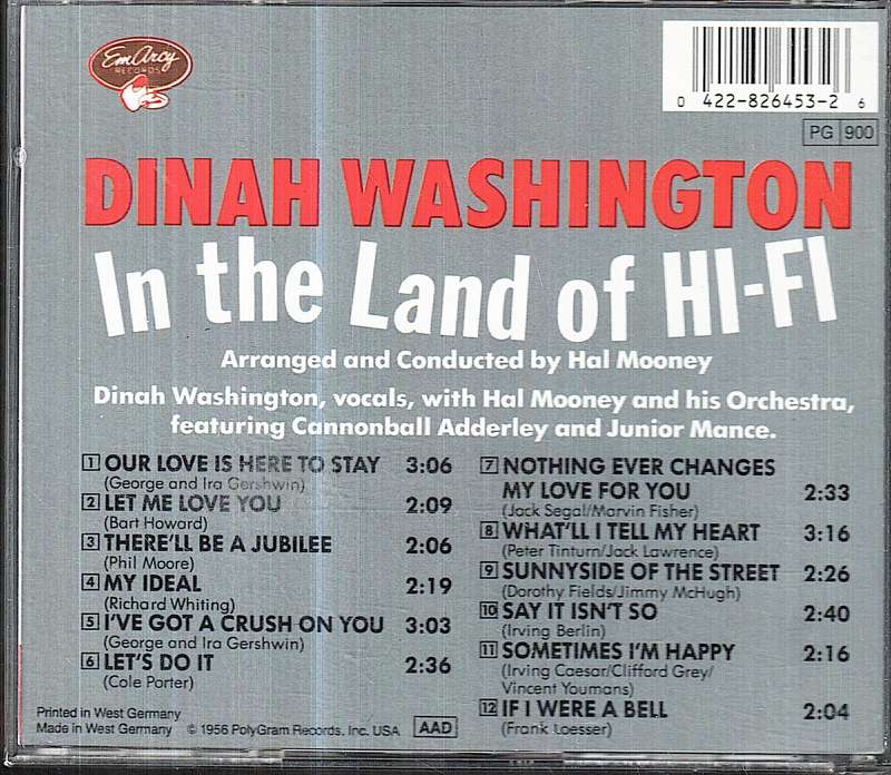 Dinah Washington - In the Land of Hi-Fi CD
