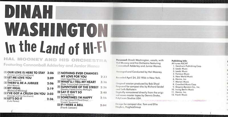 Dinah Washington - In the Land of Hi-Fi CD