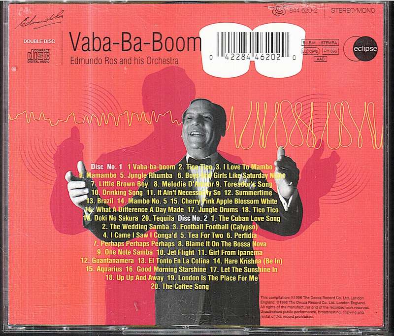 Edmundo Ros & His Orchestra - Vaba-Ba-Boom: 40 Exotic Rhythms From the Ruler of all Things Latin 2CD