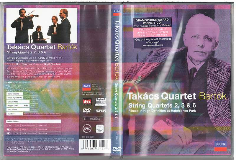 Takacs Quartet: Bartok String Quartets 2, 3 & 6 DVD