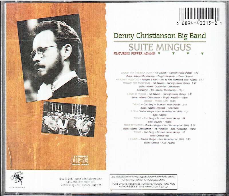 Denny Christianson Big Band (featuring Pepper Adams) - Suite Mingus CD