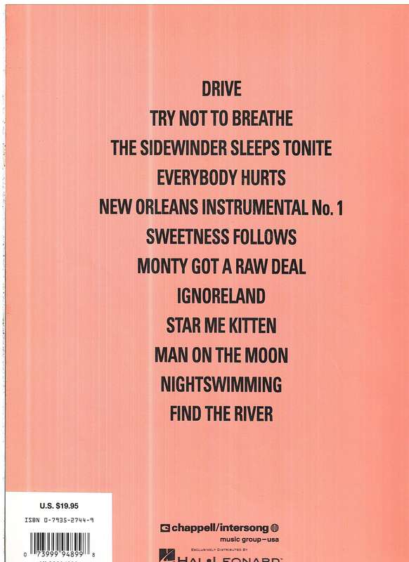R.E.M. - Automatic for the People Songbook (Guitar Chord boxes, standard music notation & TAB)