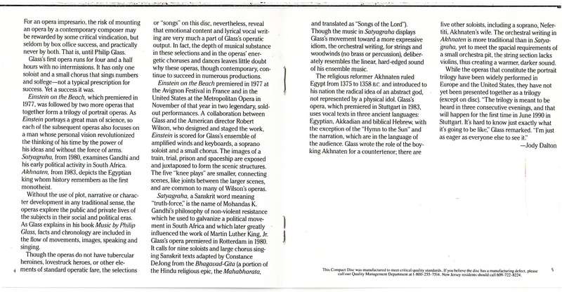 Philip Glass - Songs From The Trilogy CD