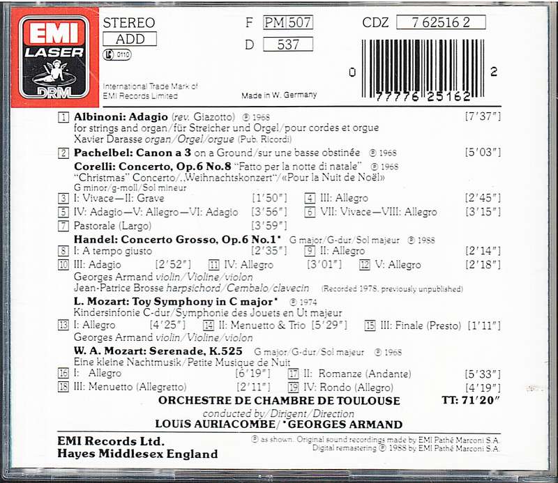 Albinoni/Pachelbel/Corelli/Handel/Mozart - Baroque Classics CD