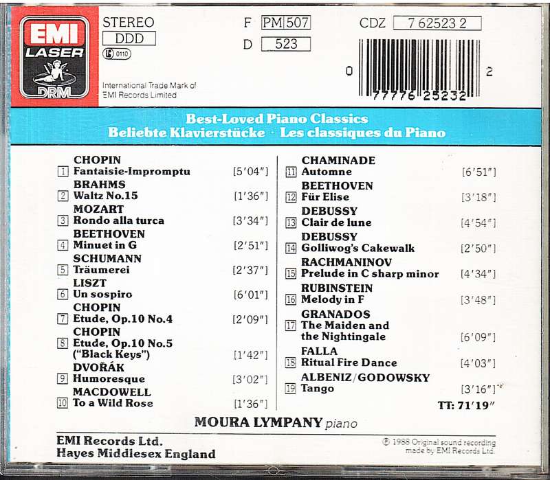 Best-Loved Piano Classics - Moura Lympany CD