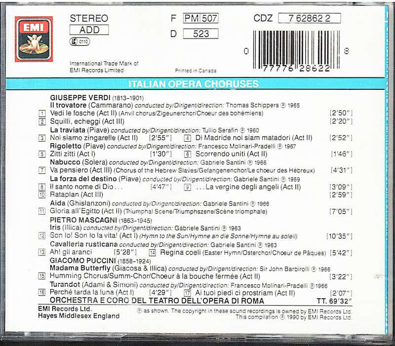 Italian Opera Choruses - Rome Opera House Chorus CD