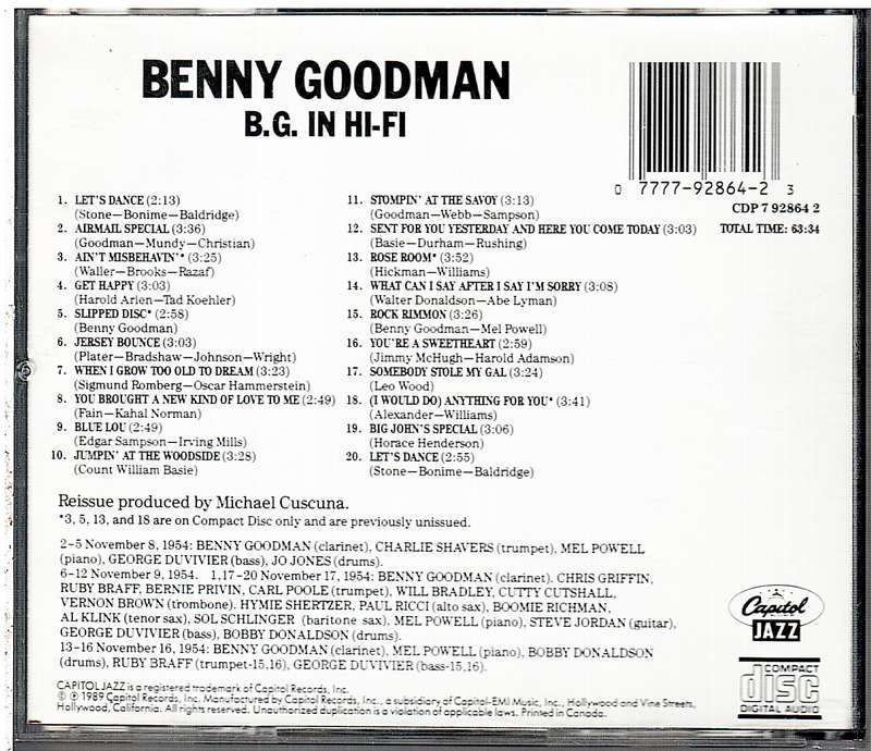 Benny Goodman - B.G. In Hi-Fi CD