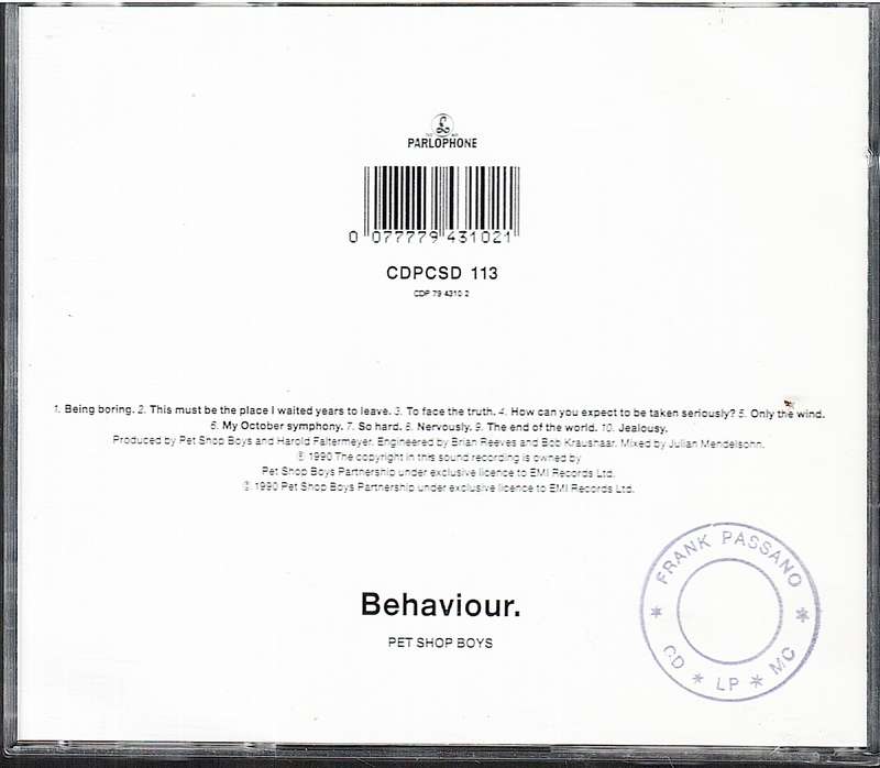 Pet Shop Boys - Behaviour CD