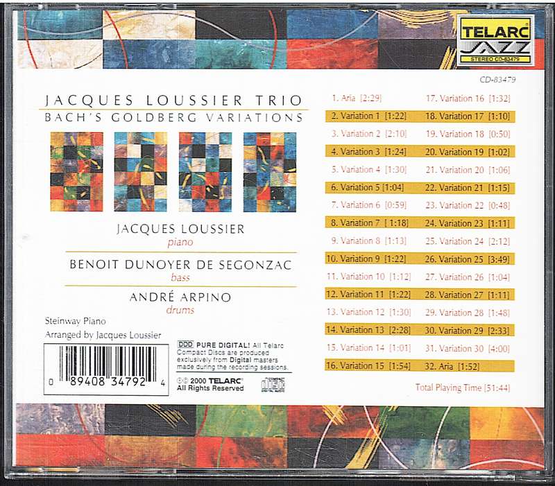 Jacques Loussier Trio - Bach's Goldberg Variations CD