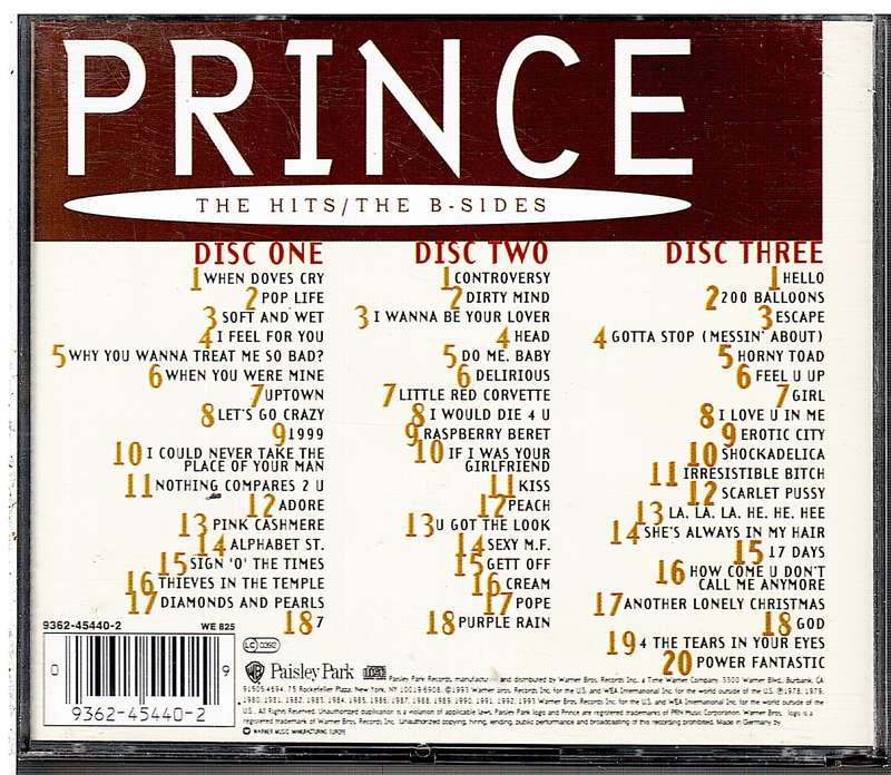 Prince - The Hits / The B-Sides 3 CD Box