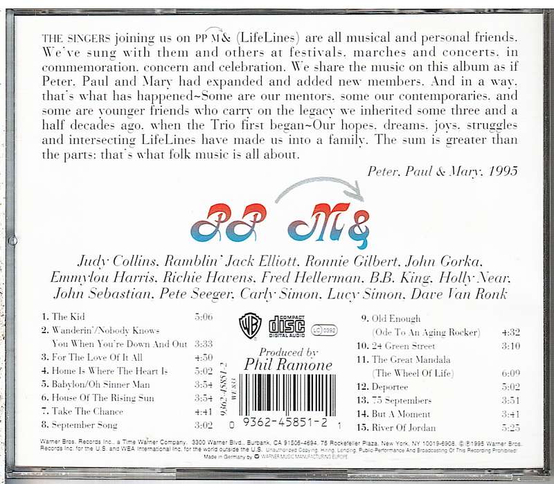 Peter, Paul And Mary - LifeLines CD [GERMAN IMPORT]