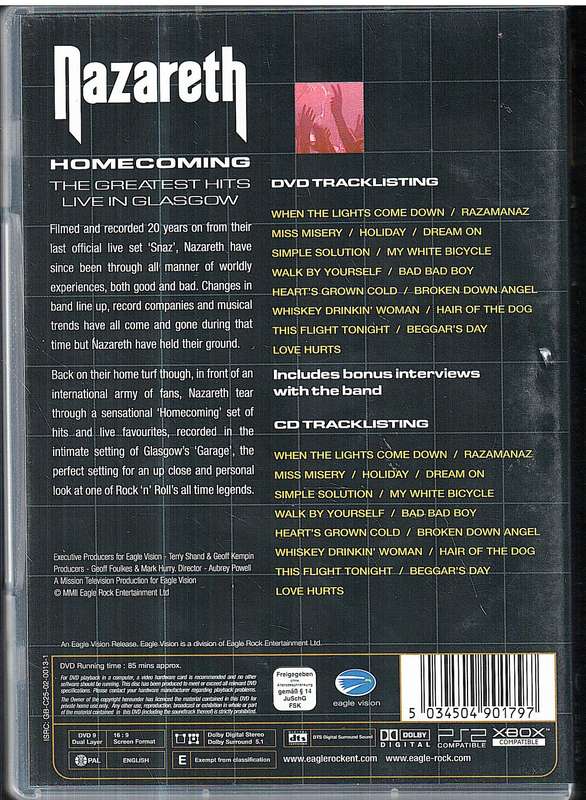 Nazareth - Homecoming: The Greatest Hits Live in Glasgow CD + DVD Collector's Edition