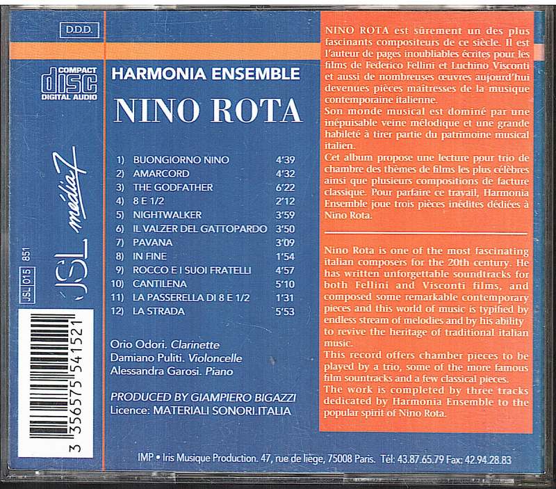 Harmonia Ensemble - Nino Rota CD