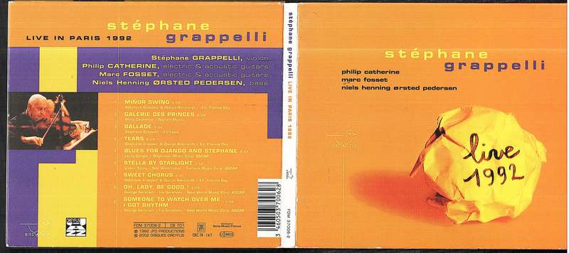 Stephane Grappelli - Live in Paris 1992 CD Digipak