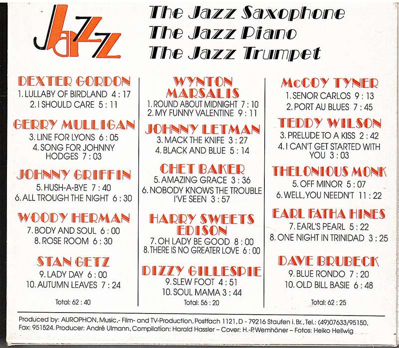 The Jazz Saxophone / The Jazz Trumpet / The Jazz Piano 3 CD Box