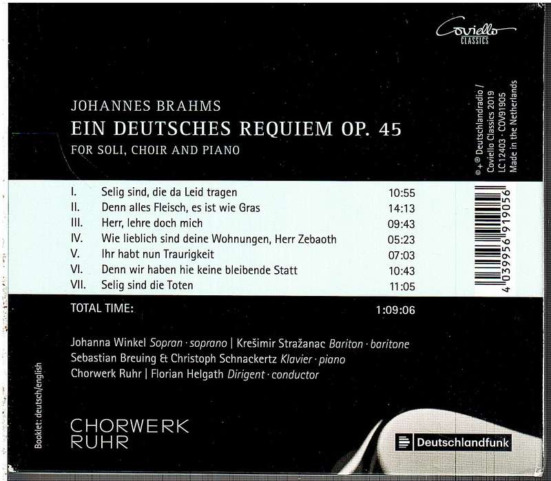 Johannes Brahms: Ein Deutsches Requiem - Johanna Winkel, Kresimir Strazanac, Sebastian Breuing et al