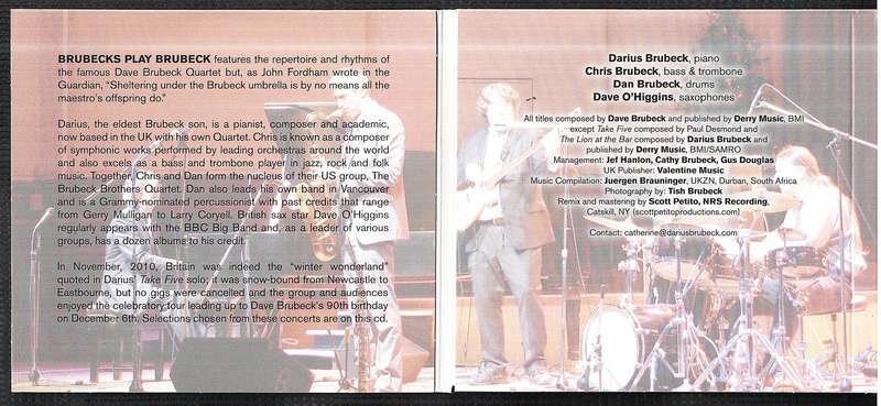 Darius Brubeck | Chris Brubeck | Dan Brubeck | Dave O'Higgins - Brubecks Play Brubeck 1992 CD