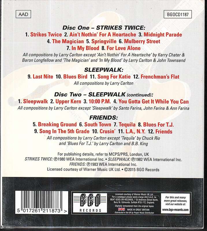 Larry Carlton - Strikes Twice | Sleepwalk | Friends (3 Albums on 2 CDs) [NEW / SEALED]