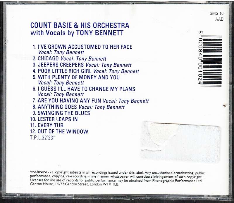 Count Basie & His Orchestra with Vocals by Tony Bennett CD