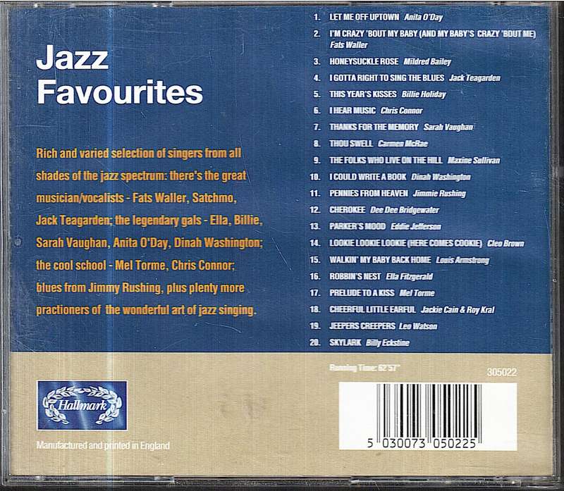 Various - Jazz Favourites: Featuring 20 Great Jazz Singers CD